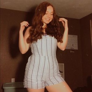 Stripped romper, open back